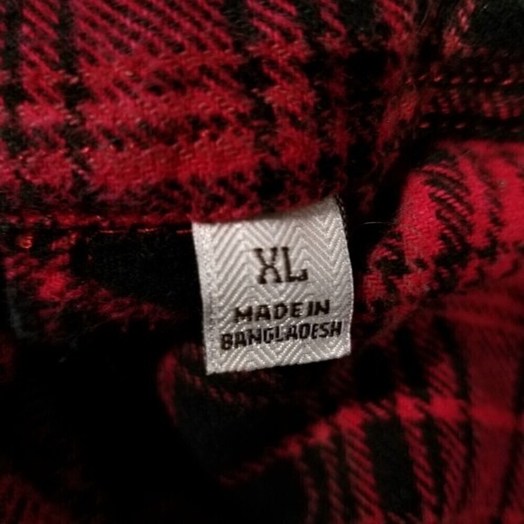 JACHS New York Brawny Lumberjack Cotton Flannel Shirt Mens XL Red Black Plaid - Picture 4 of 7
